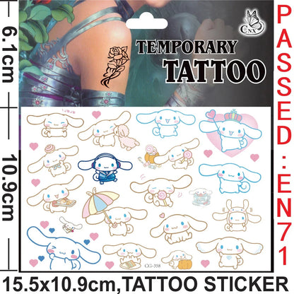 Sanrio series Tattoo Stickers Waterproof Cute Sticker Anime Birthday Party Supplies Decoration For Kids Women Men Gift