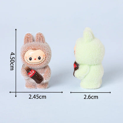 1～10個入り 可愛いルブブ コーラボトル フロック加工 DIY アクションフィギュア 装飾ペンダント デスクトップ人形 車の装飾品 おもちゃ クリスマスギフト