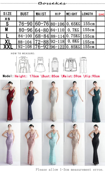 Women's Black Long Sleeve Padded Strap Sequin Dress Length, Sparkles Stretch, V Neck Mermaid, Formal Evening Dress, Night Party