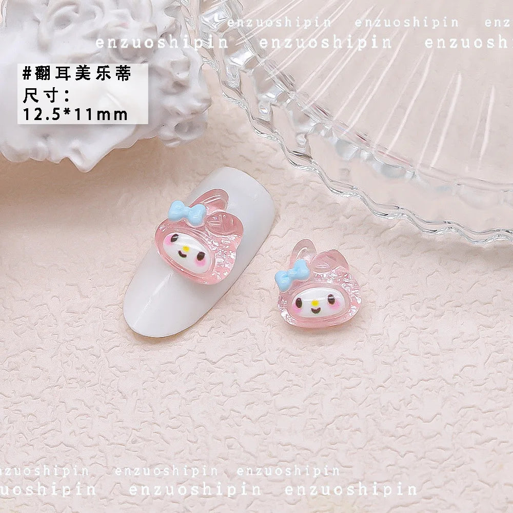 50Pcs Nail Charms Set - Oversized 3D Kuromi & Pochacco Resin Decor for Bold Kawaii Nail Art