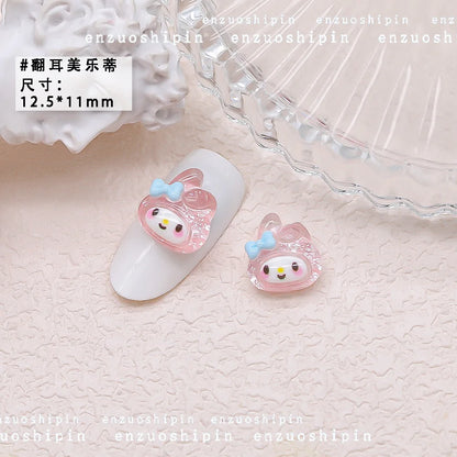 50Pcs Nail Charms Set - Oversized 3D Kuromi & Pochacco Resin Decor for Bold Kawaii Nail Art