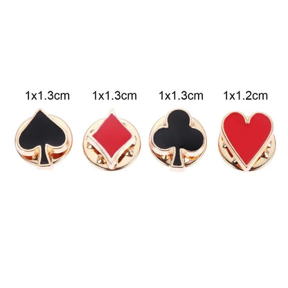 4pcs/set Popular Zinc Alloy Poker Broche Brooch Badges Small Poker Cufflinks Pins Brooches for Women Men Shirt Collar Accessory