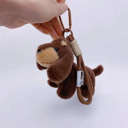 15cm Korea Popular Cartoon Dachshund Keychain Plush Doll Bag Pendant Mini Doll Soft Stuffed Dog Backpack Pendant Girl Women Gift
