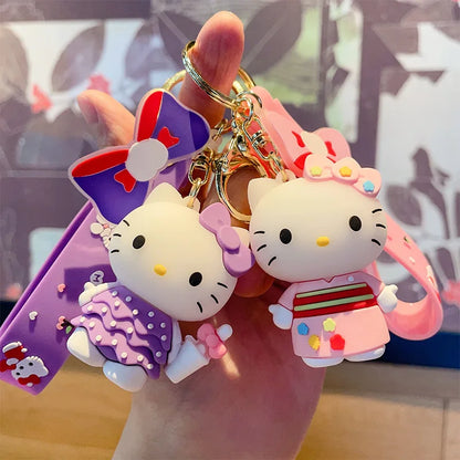 Hello Kitty Mini Model Keychain, Exquisite Cartoon Decorative Pendant, Suitable for Decorating Backpacks, Handbags, Keychains