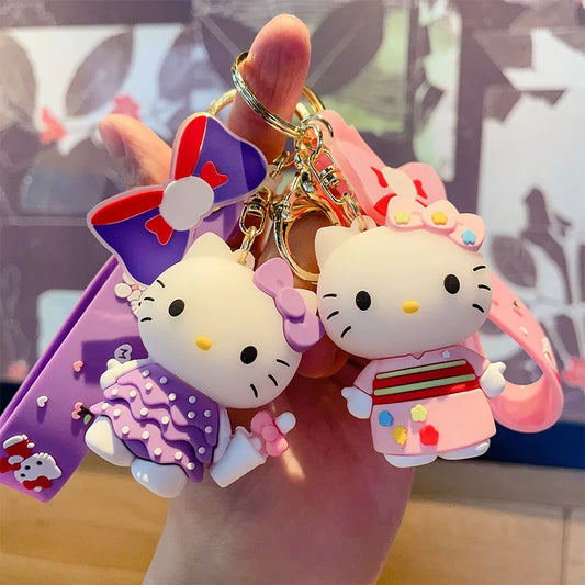 Hello Kitty Mini Model Keychain, Exquisite Cartoon Decorative Pendant, Suitable for Decorating Backpacks, Handbags, Keychains