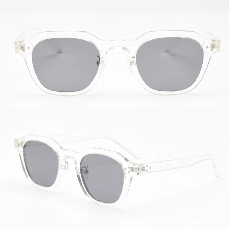 Peekaboo korean style retro sun glasses for women TR90 frame polygon polarized sunglasses uv400 male green brown 2023 summer
