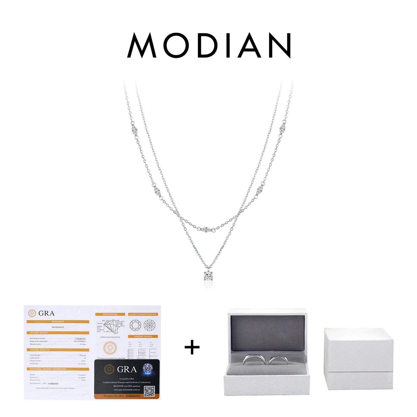 MODIAN 925 Sterling Silver Elegant Moissanite Double Layer Pendant Necklace Charming Choker Necklace Fine Jewelry For Women
