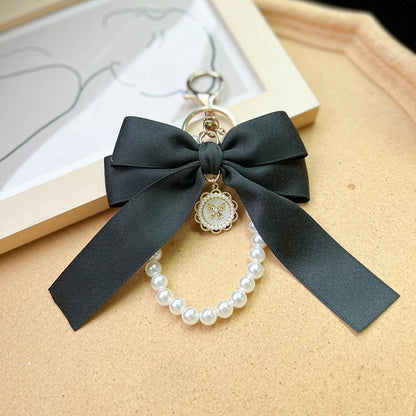 Creative Bow, Pearl Chain Keychain, Women's Fashion Bag Pendant, Car Keychain, Personalized Ribbon Necktie