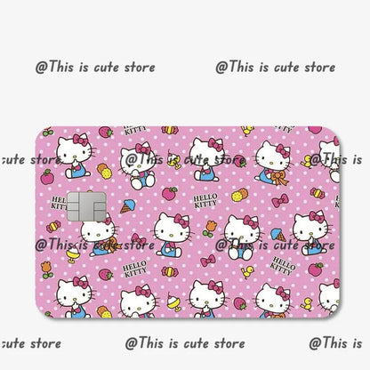 Sanrios Hello Kittys Kuromi Credit Card Skin Stickers for Bank Card Bus Anime Rilakkuma Metro Card Sticker Waterproof Girls Gift