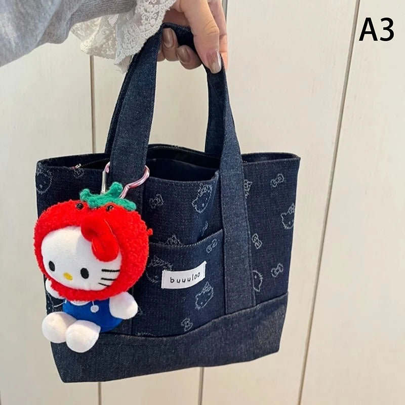 Cartoon Sanrio Hello Kitty Plaid Handbag Commuting Light Portable Summer Storage Shoulder Handbag High Capacity