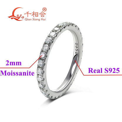 0.1ct 3mm or 2mm round D vvs moissanite full Eternity Band ring 925 Sterling Silver Jewelry women Engagement gift party dating
