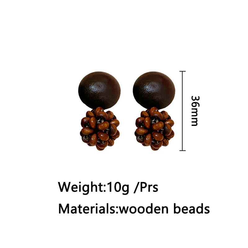 wooden beads Cluster Dangle post Earrings New Arrival National Style Fashion Jewelry Women Daily Wear Accessories Party CW134