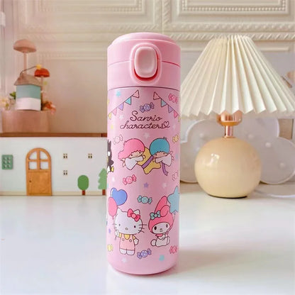 Sanrio 304 Stainless Steel Vacuum Cup Kawaii Anime Thermos Cute Cartoon Mymelody Kuromi Cinnamoroll Bomb Lid Straight Drink Cup