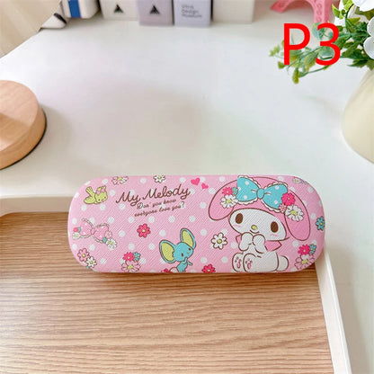 Cartoon Stitch Hello Kitty Glasses Case Children Students Anti Drop Glasses Storage Box Princess Series Pattern Protective Case