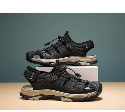 Men's Sport Sandals Handmade Genuine Leather Sandals for Men Summer Outdoor Anti-collision Comfortable Casual Beach Sandals
