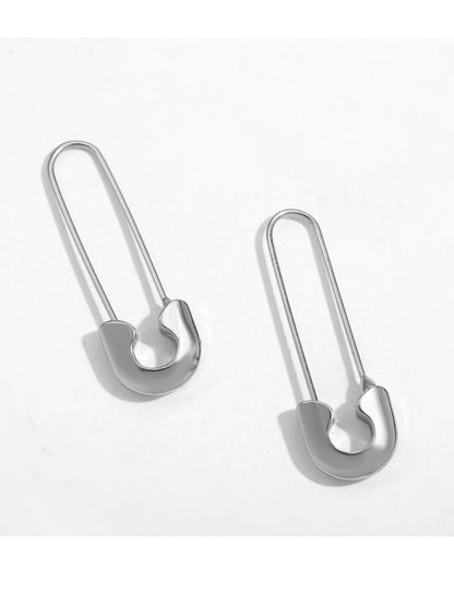 Minimalist Safety Pin Shape Leverback Earrings for Women U-shaped Gold Plated Lock Pendant Pierced Earring  Jewelry Accessories