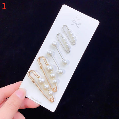 Fashion Crystal Pin Waist Buckle Fixed Strap Charm Safety Brooch Anti Fall Sweater Cardigan Clip Chain Pearls Brooches Jewelry