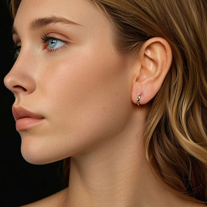 Bamoer U Dots Hoop Earrings Scattered Moissanite Ear Buckles VVS1 EX Lab Diamond Original for Women Party Classic Mother's Gifts