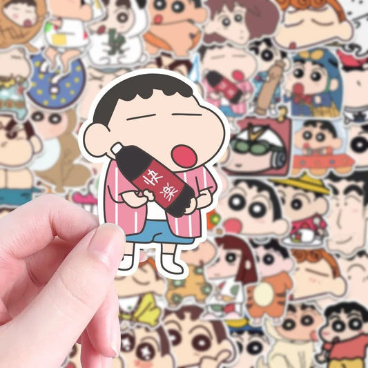 100PCS Cartoon Crayon Shin Chan Stickers Kawaii Anime Decals for Car Laptop Phone Stationery Decor Sticker Kids Toys