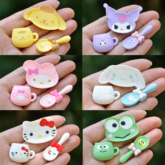 3pcs Sanrio My Melody Accessory Accessories For Children's Kitchen DIY Simulation Toy Kuromi Cinnamoroll Room Ornaments