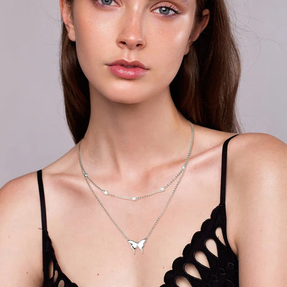 Lnkry Double Layer Chain Necklace For Women 925 Certified Original Butterfly Moissanite Pendant Necklace 2025 Trend Jewelry
