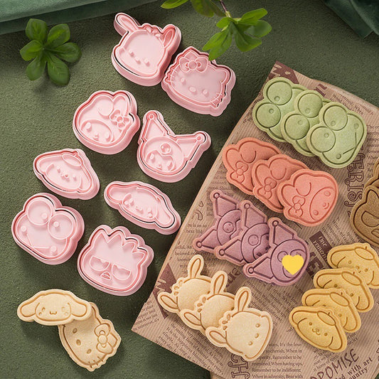 Sanrio Cookie Mold Hello Kitty Kuromi Snoopy Pikachu Cartoon 3D Fruit Cutter Model Toys Kitchen Party Baking Tools Accessories