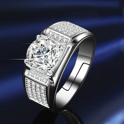Bague Ringen Real Moissanite Ring For Men Sterling Silver 2 Carat Round Brilliant Diamonds Engagement Ring Male Wedding Jewelry