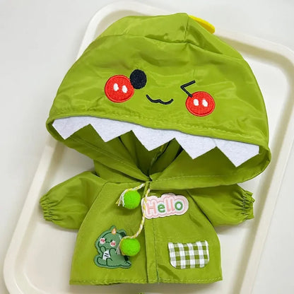 17cm Labubu v1/v2/v3用 夏のドール服 うさぎ耳レインコート Labubu衣装 DIY Labubu服 ギフト