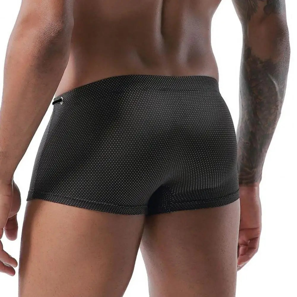 Summer Men Swim Shorts Low-rise Swimwear Beach Tight Swimming Trunks With Waist Tie Swimsuit Sports Surf Shorts Trunks 남자 수영복