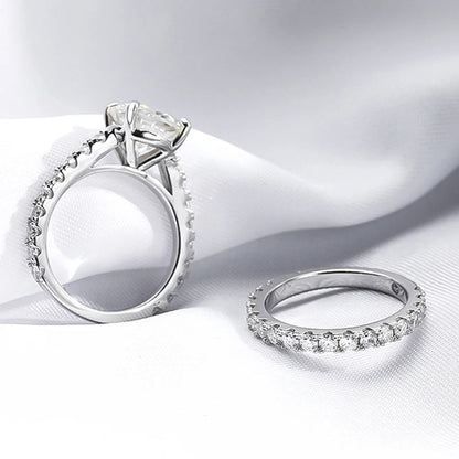Smyoue 18k Plated 0.6-4.2CT All Moissanite Rings for Women Sparkly Luxury Wedding Diamond Band 100% 925 Sterling Silver Jewelry