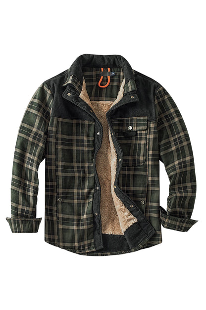Men's Cotton Jacket Autumn Winter New Check Print Warm Casual Business Office Lapel Coat Men Middle-aged Elderly Cotton Clothes