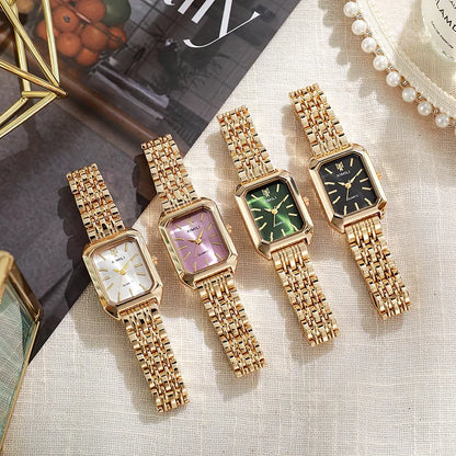 高級レディース腕時計 ファッション 長方形 レディース スチールバンド クォーツ腕時計 Reloj Mujer Relogio Feminino 女の子用時計 ギフト