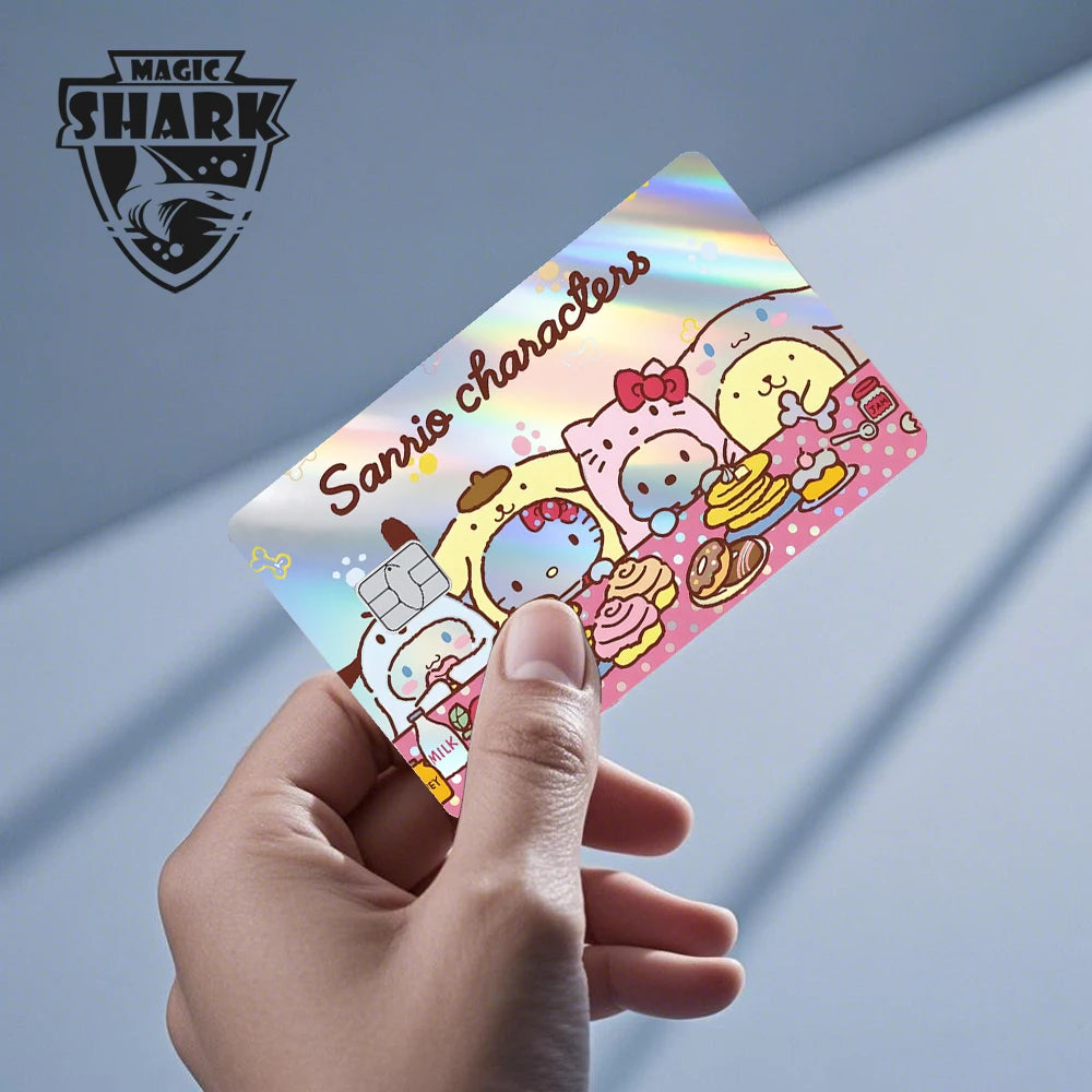 ホットセール Hello Kitty Kuromi ホログラフィックレーザー光沢フィルムスキンカバーステッカー（デビット・クレジットカード・銀行カード用）