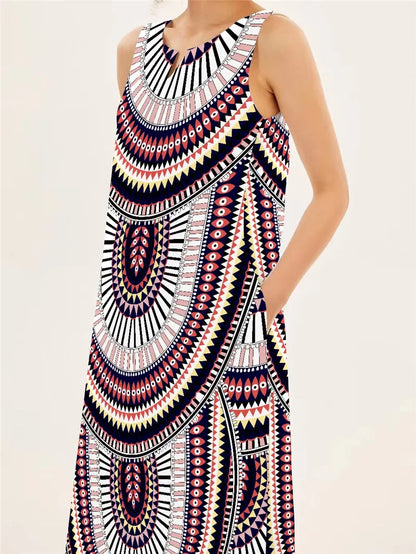 Spring Summer Long Dress Womens Long Casual Party Dresses Women Clothing Casual A-Line Printing V-Neck Pockets Maxi Dress Autumn