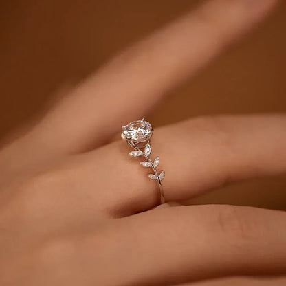 1CT Leaf Moissanite Diamond Engagement RingsCertified for Women 925 Sterling Silver Plated  White Gold Wedding Band Promise Ring