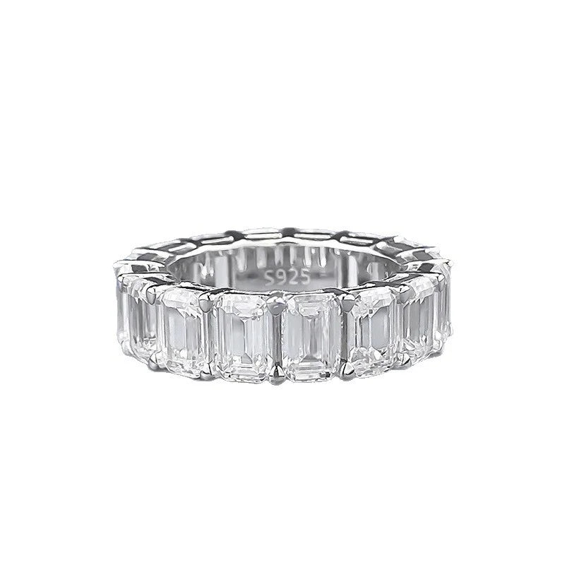 CKT 100% 925 Sterling Silver Oval Heart Round Emerald Cut Lab Sapphire 4*6MM Moissanite Jewelry Wedding Band Row Ring Wholesale