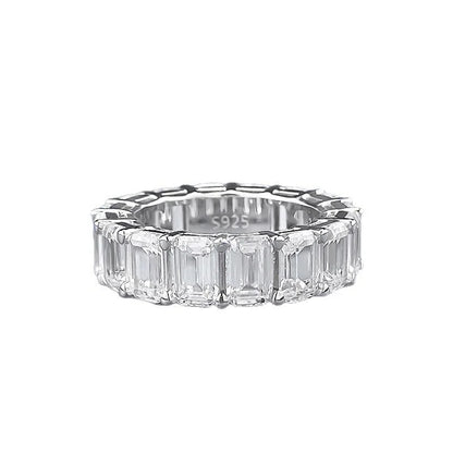 CKT 100% 925 Sterling Silver Oval Heart Round Emerald Cut Lab Sapphire 4*6MM Moissanite Jewelry Wedding Band Row Ring Wholesale