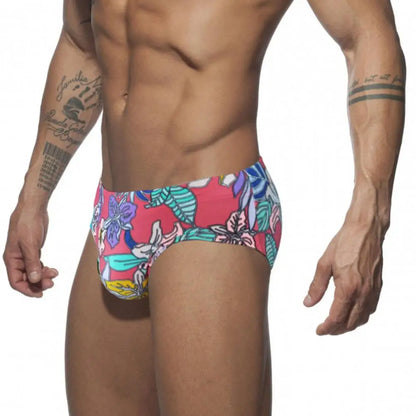Sexy Floral Print Swimwear Men Beach Shorts Board Surfing Shorts Swimming Trunks Push Up Pad Men Swimsuits Sunga Bathing Suits