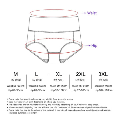 5PCS/Set M-XXXL High Waist Pure Cotton Panties Women Briefs Underwear Girls Panties Cotton Crotch Female Lingerie