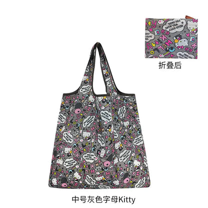 New Hello Kitty Supermarket Shopping Bag Large Capacity Bag Cartoon kuromi Portable Foldable Cloth Bag Shoulder Bag