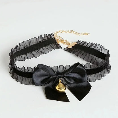 2Pcs Sexy Cat Ears Women Plush Bell Headband with Bell Heart Neckchain Cosplay Masquerade-Party Costume Hair Accessories