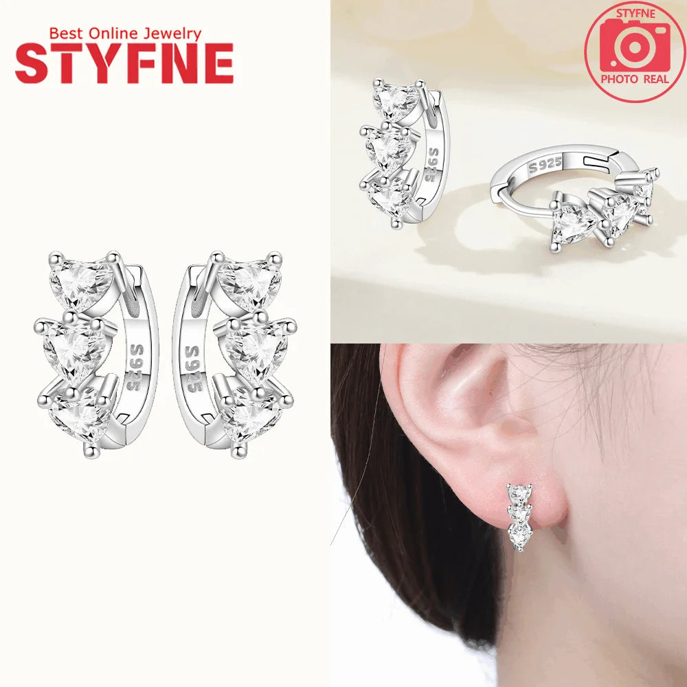 New 925 Silver Blue Zircon Star Earrings Interactive Love Wave Hoop Earrings Original Jewelry Fot Wedding Birthday Women Gifts