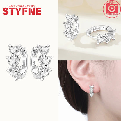 New 925 Silver Blue Zircon Star Earrings Interactive Love Wave Hoop Earrings Original Jewelry Fot Wedding Birthday Women Gifts