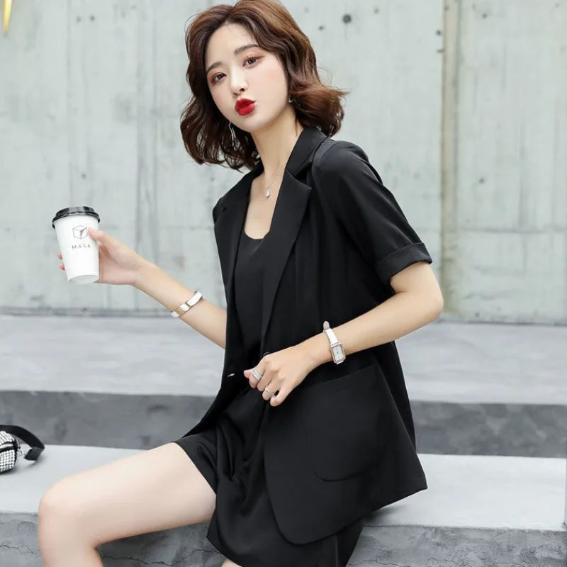 Set of Two Fashion Pieces for Women New In 2 Piece Outfits 2024 Summer Shorts Blazer Suits Elegant Cheap Women's Matching Sets