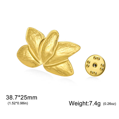 My Shape Leaves Brooch for Woman Girls Fan Shaped Leaves Brooch Pins for Dress Skirts Gold Color Stainless Steel Jewelry Gifts