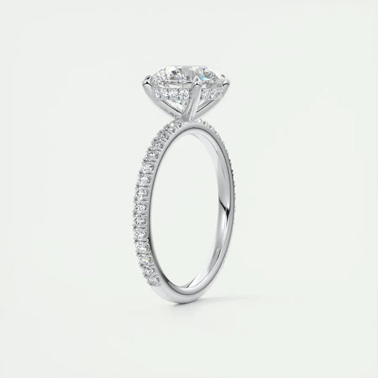 クラシック925スターリングシルバー婚約・結婚・約束リング 8mm 2カラット ラウンド D-E モアッサナイト レディースファインジュエリーリング