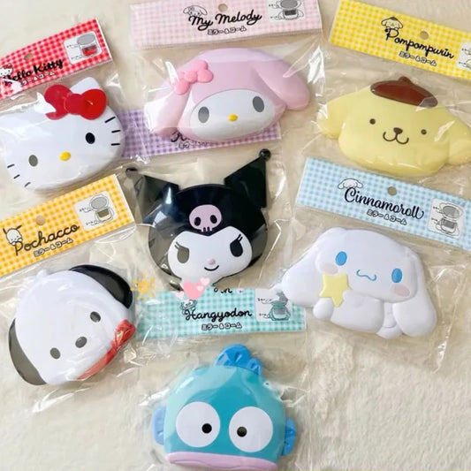 Sanrio Hello Kitty Foldable Makeup Mirror Anime Kuromi My Melody Cute Cinnamoroll Portable Mini Mirror Comb Set Toys Girls Gifts