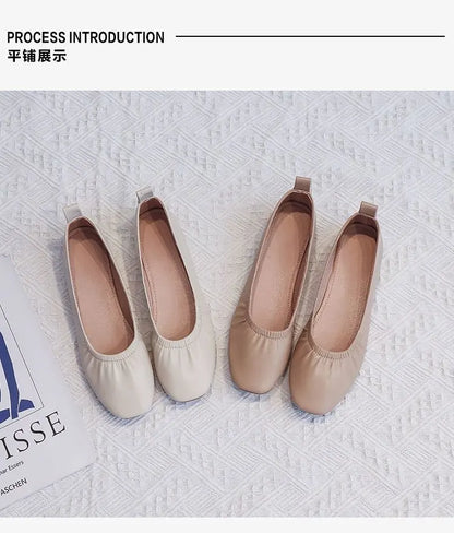 Women's Flats – 2025 Autumn New Trendy Retro Fashion Low-Heel Casual Commuting Leather Loafers (Driving Shoes for Petite Women)