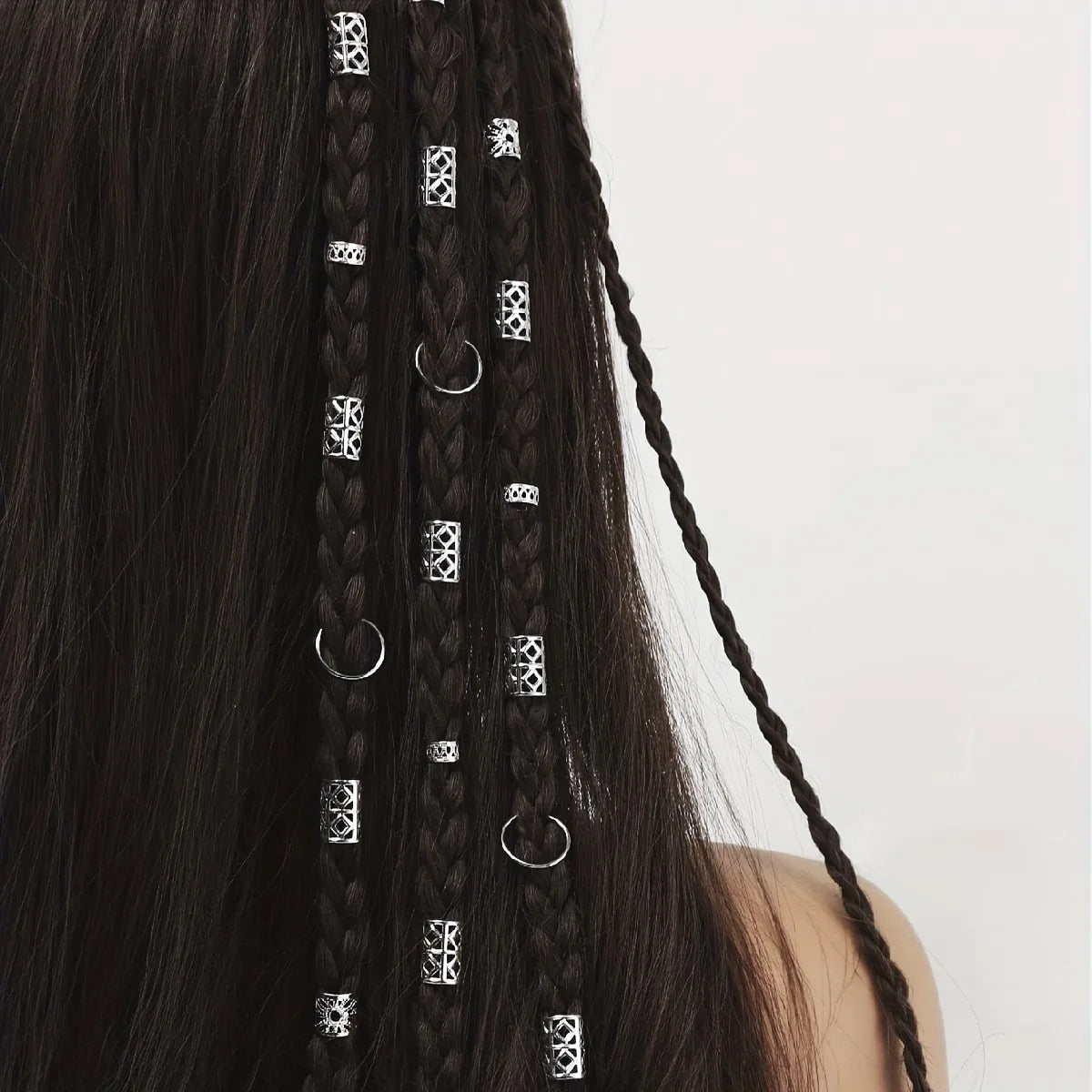 ドレッドヘアビーズ80個 - スタイリッシュな合金ヘアアクセサリー ロックヘアジュエリー 編み込み用 女の子と女性用