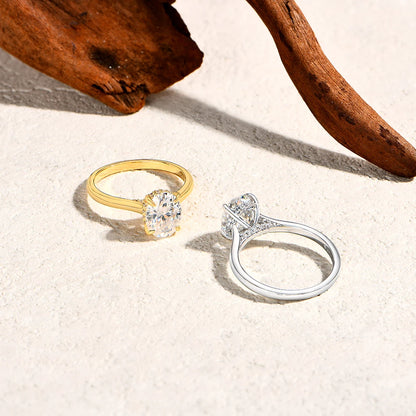 ATTAGEMS オーバルカット 9*7mm 2CT D VVS1 モアサナイトリング S925 スターリングシルバー レディース 婚約 結婚式 ジュエリー ギフト ラグジュアリー
